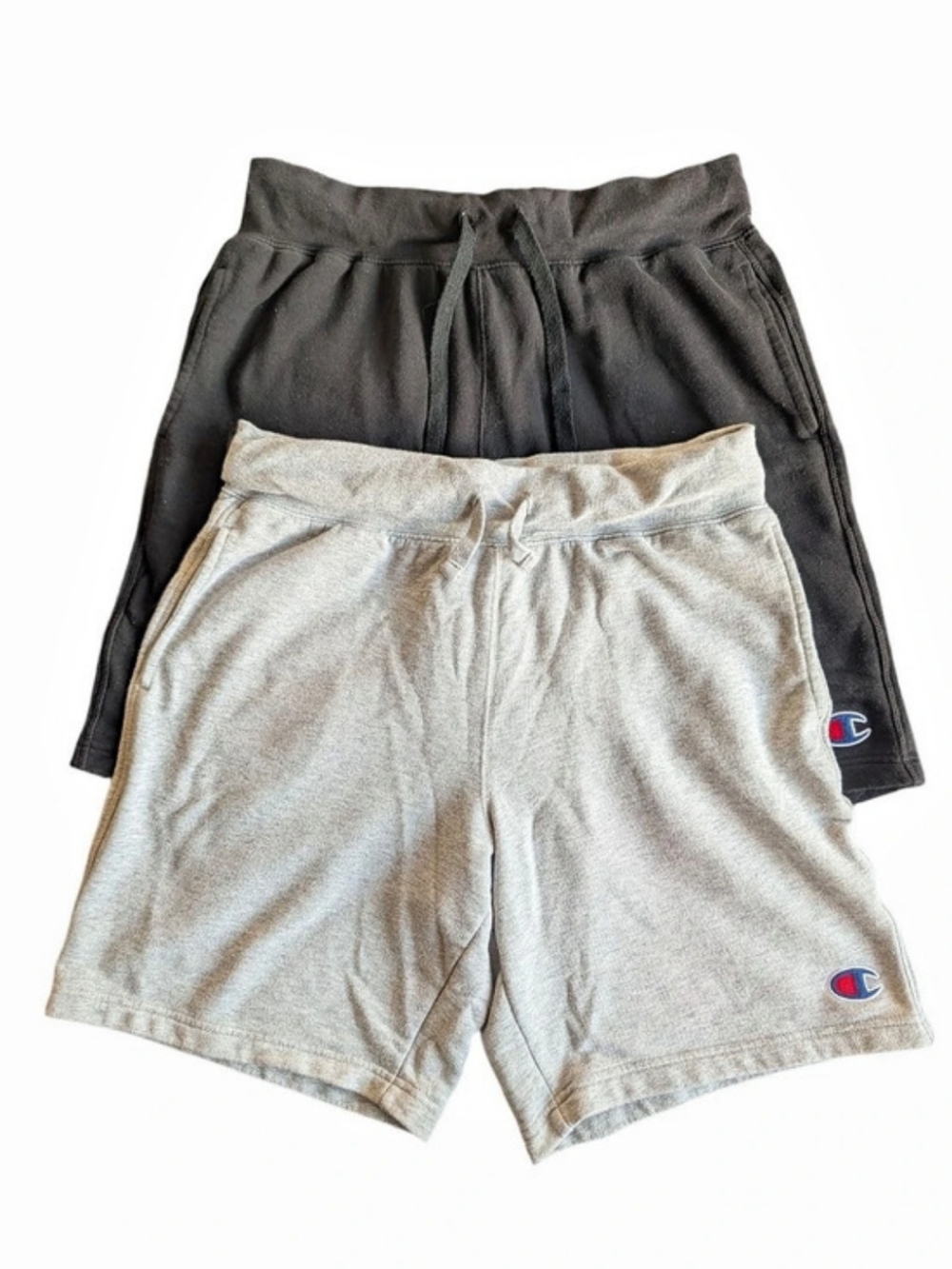 Champion Men's Women's Athletic Shorts 2-Piece Set Heather Grey & Black Medium